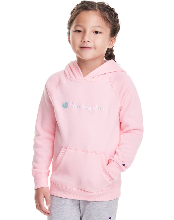 Champion Girls Hoodie NZ - Toddler Fleece Raglan Embroidered Logo Pink ( 8743-MLJVF )